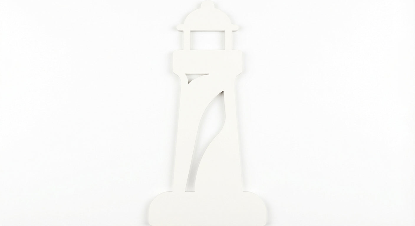 Lighthouse Carved Wood Wall Art Panel - Freeform (Cotton White)