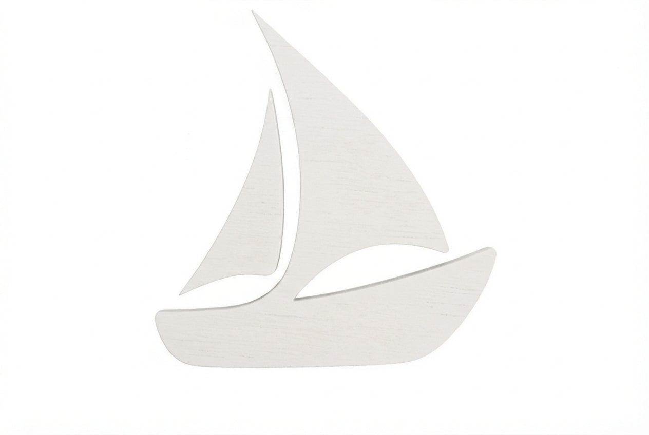 Sailboat Carved Wood Wall Art Panel - Freeform (Cotton White)