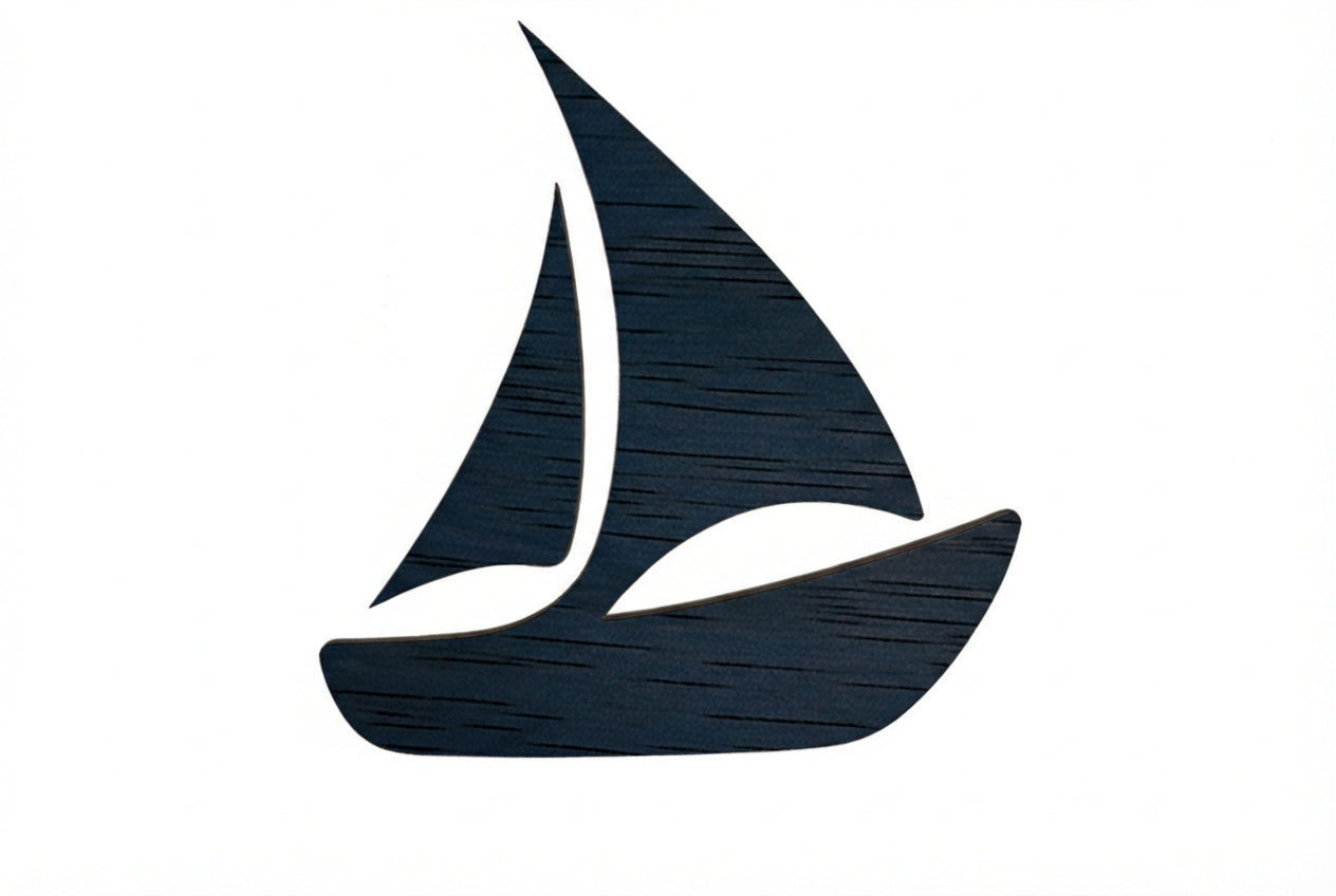Sailboat Carved Wood Wall Art Panel - Freeform (Midnight Sky)