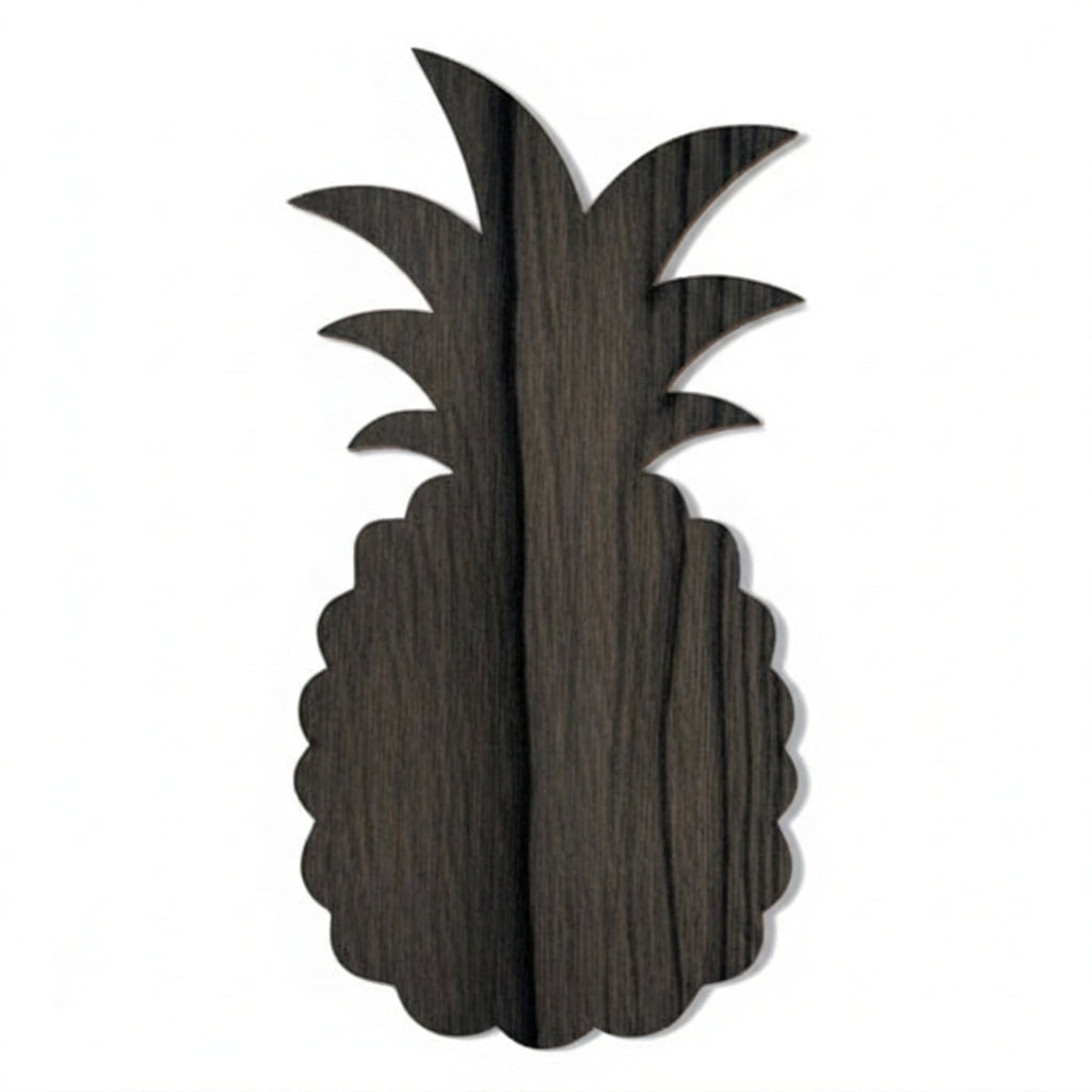 Pineapple Carved Wood Wall Art Panel - Freeform (Charcoal)