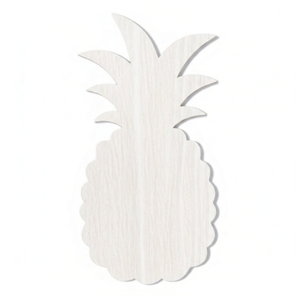 Pineapple Carved Wood Wall Art Panel - Freeform (Cotton White)