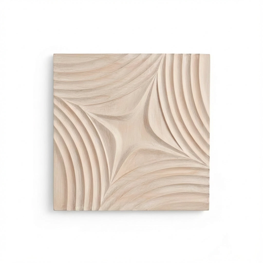 Curvilinear Carved Wood Wall Art Panel