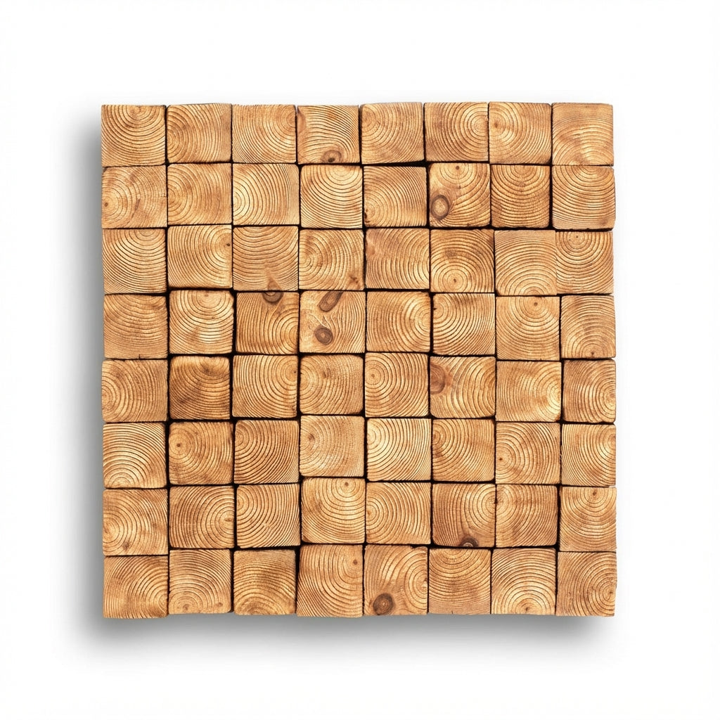 Concentric Squares Carved Wood Wall Art Panel