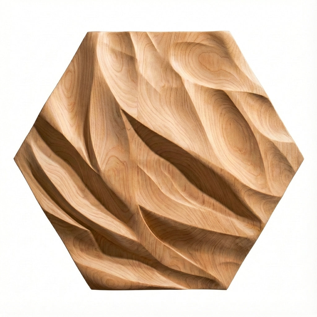 Ethereal Wave Carved Wood Wall Art