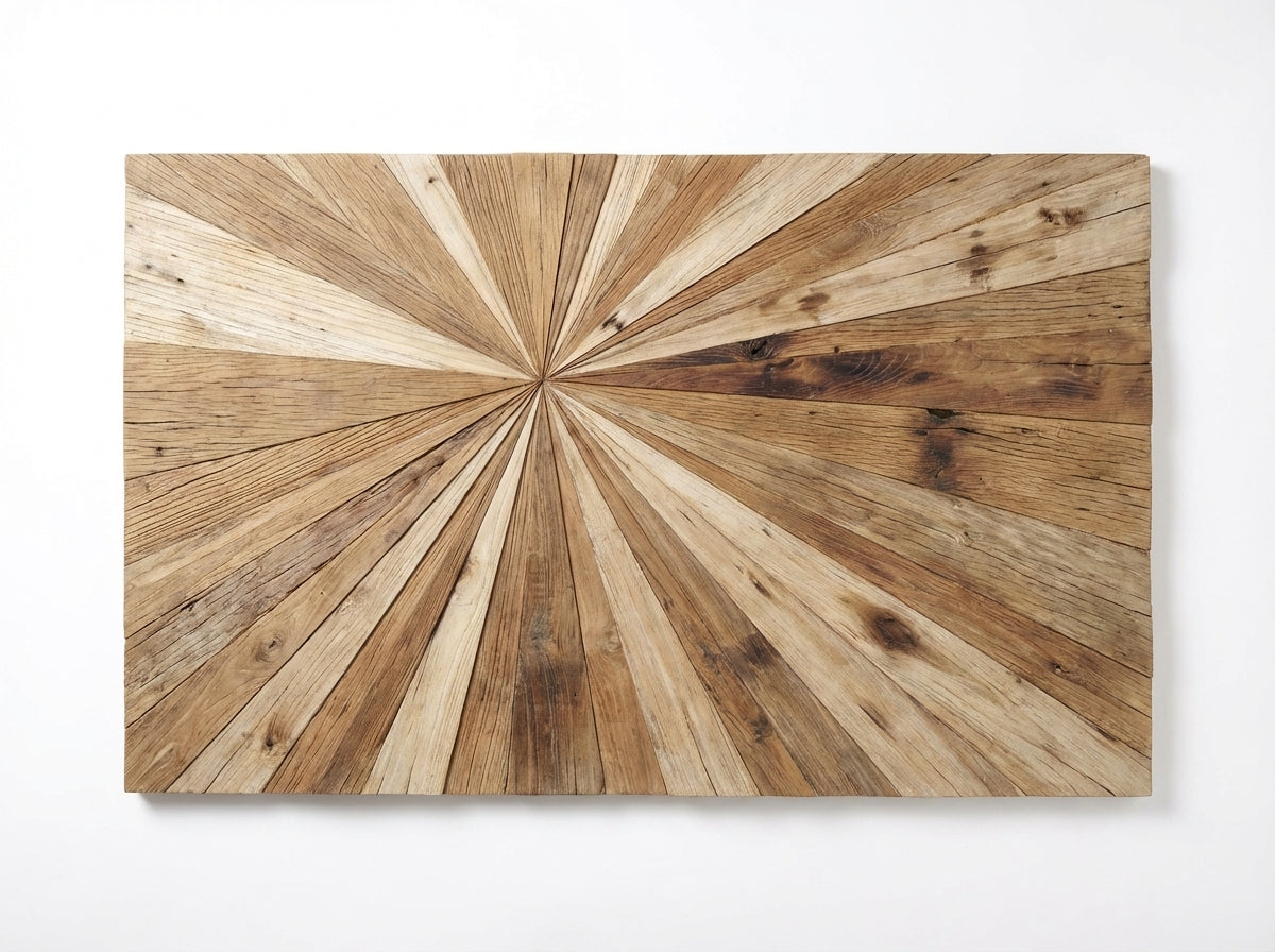 Radiant Burst Carved Wood Wall Art Panel