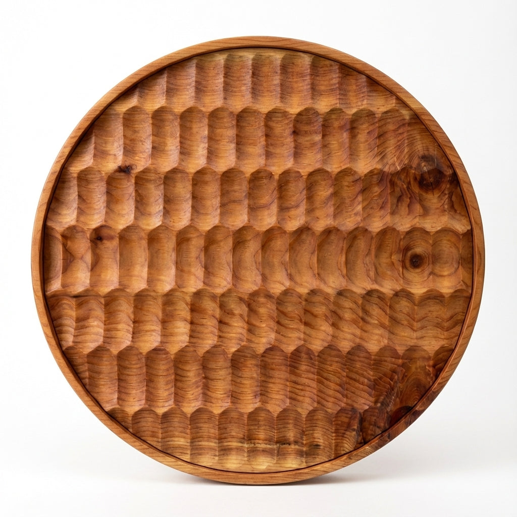 Honeycomb Carved Wood Art Panel