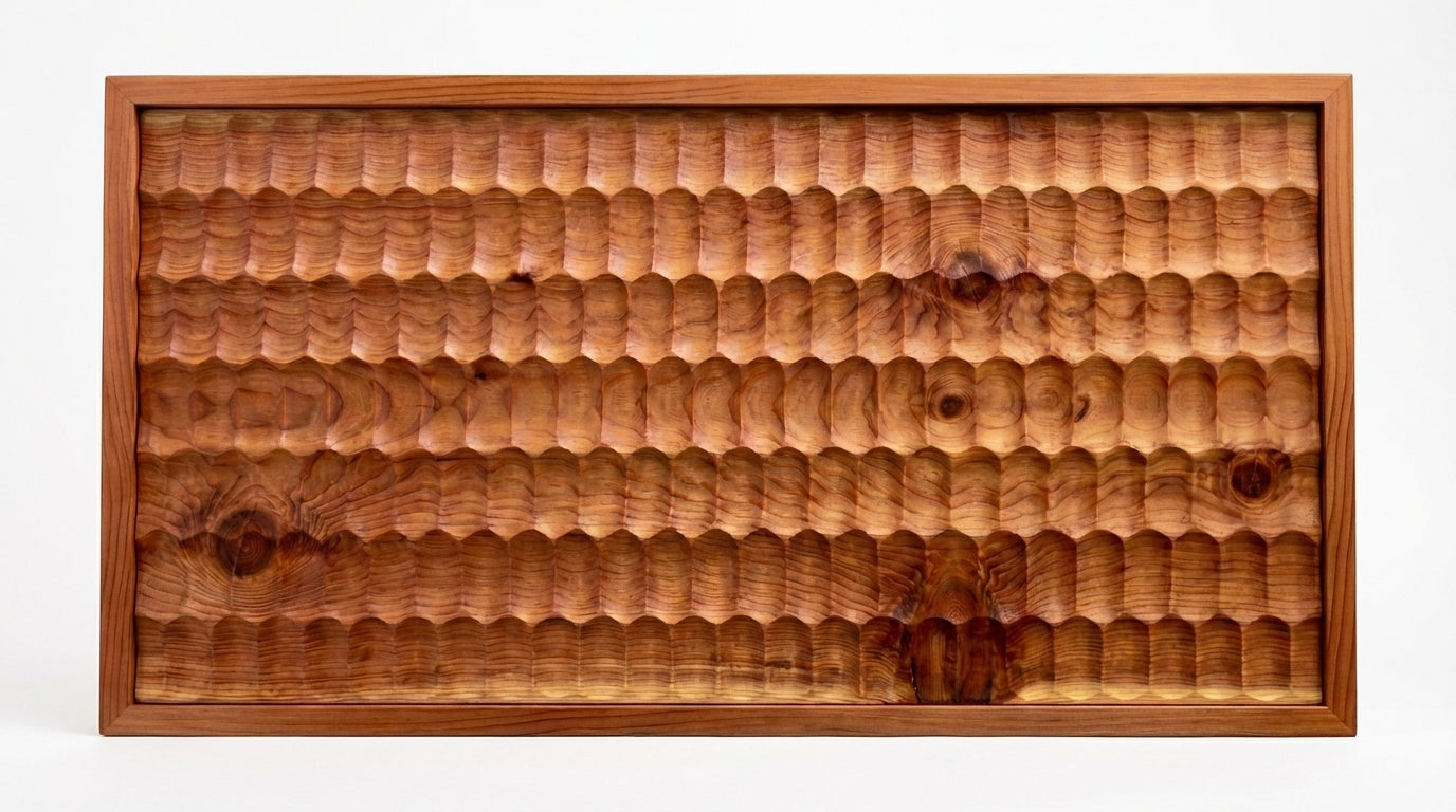 Honeycomb Carved Wood Wall Art Panel