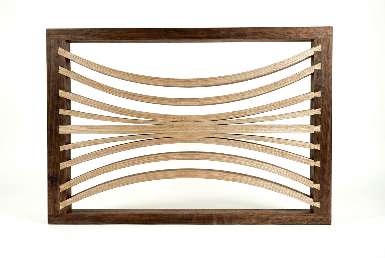 Intersecting Arcs Carved Wood Wall Art Panel