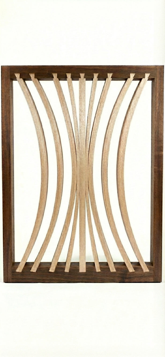 Arched Symmetry Wood Carving Wall Art Panel