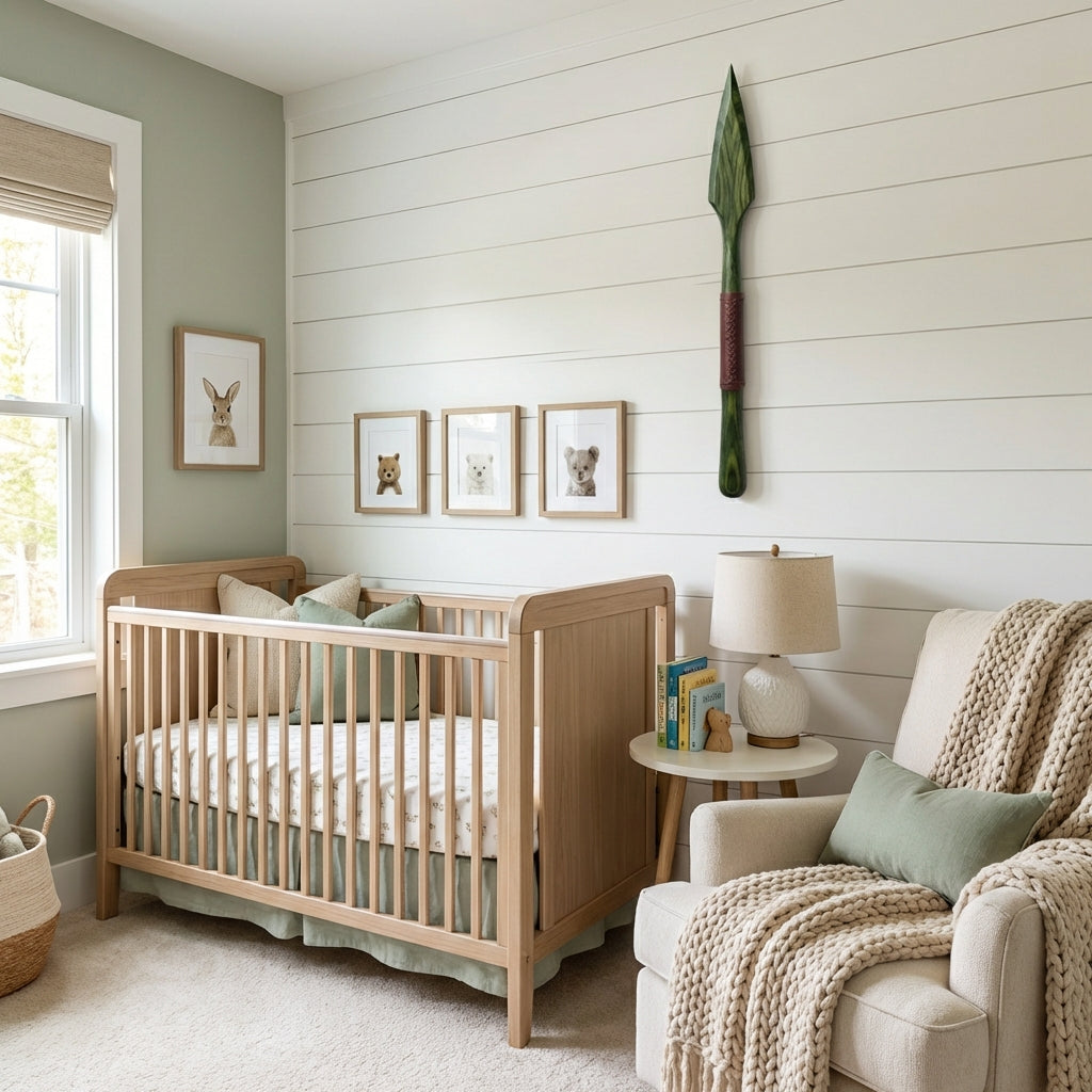 Ashwood Arrow Carved Wood Wall Art - Freeform in Nursery (Fern)