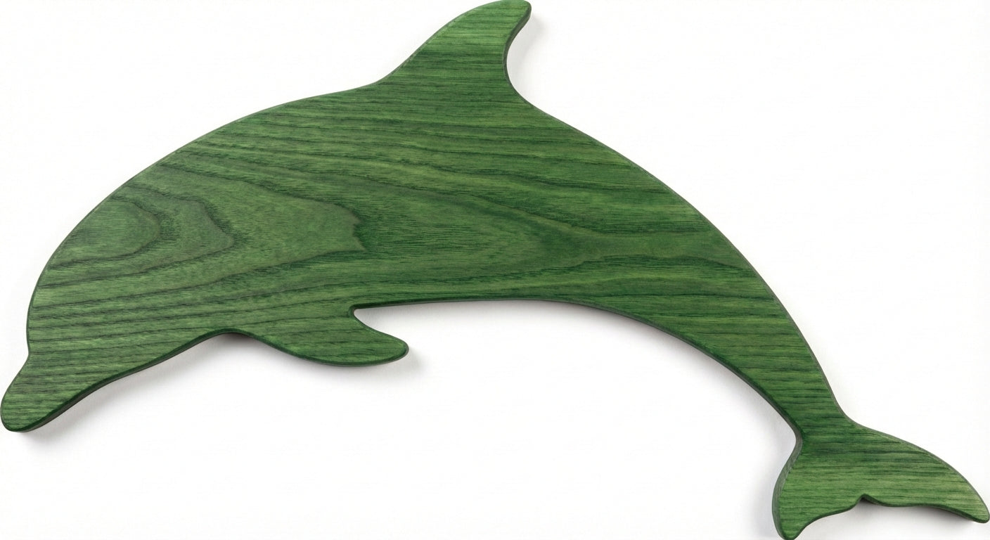Ocean's Embrace: Carved Dolphin Wood Wall Art - Freeform (Fern)