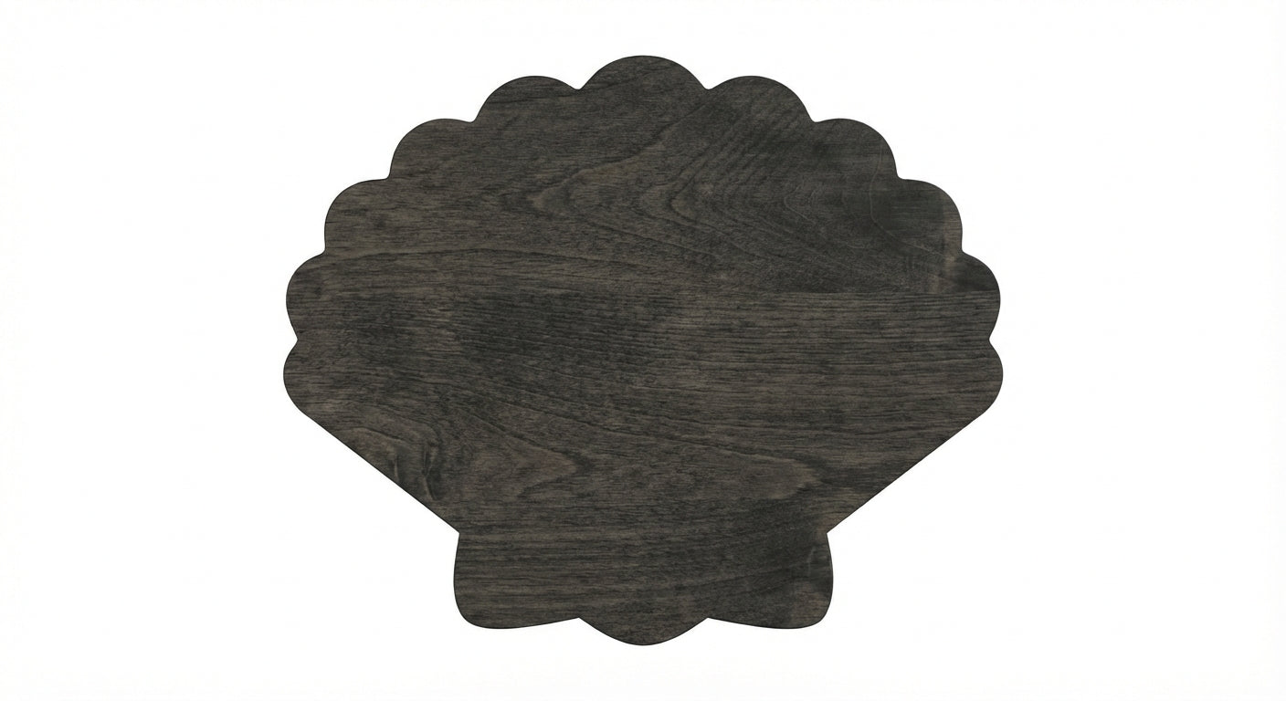 Ocean Shell Carved Wood Wall Art Panel - Freeform (Charcoal)