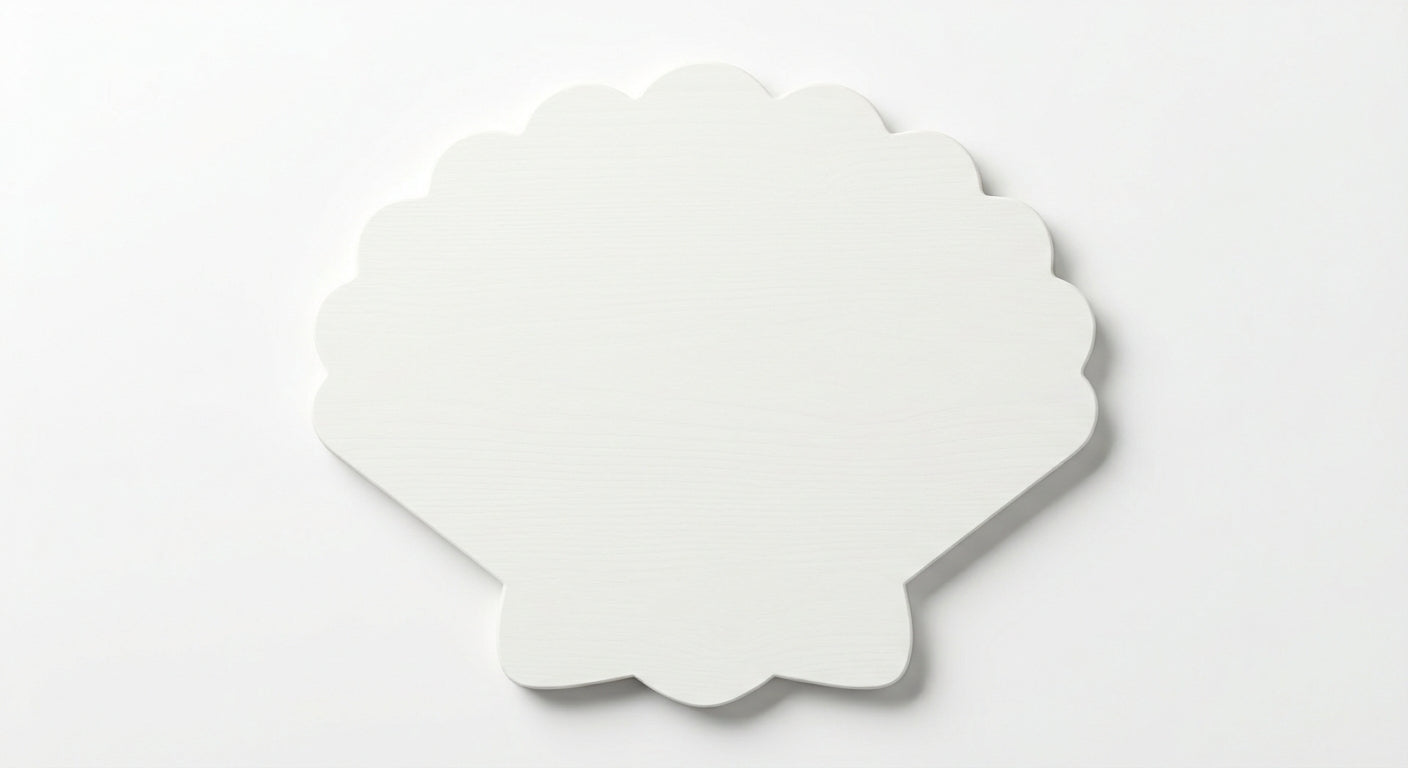 Ocean Shell Carved Wood Wall Art Panel - Freeform (Cotton White)