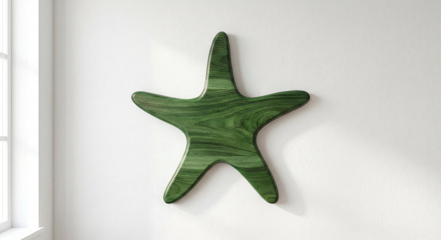 Ocean Tide Starfish Carved Wood Wall Art - Freeform (Fern)