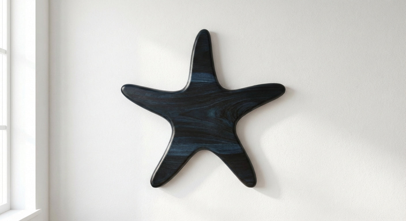 Ocean Tide Starfish Carved Wood Wall Art - Freeform (Midnight Sky)