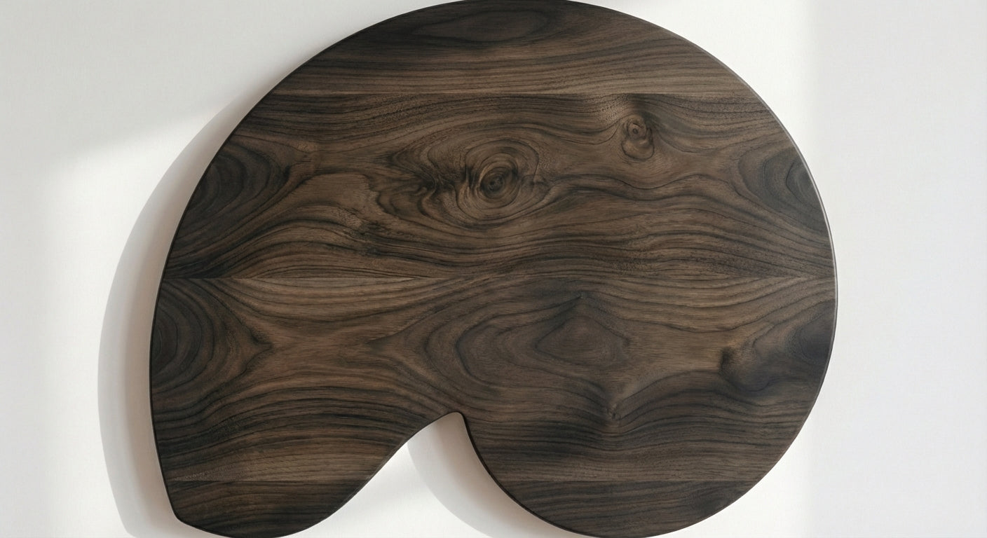 Nautilus Carved Wood Wall Art Panel - Freeform (Charcoal)
