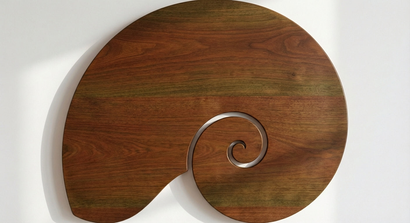 Nautilus Carved Wood Wall Art Panel - Freeform (Fern)