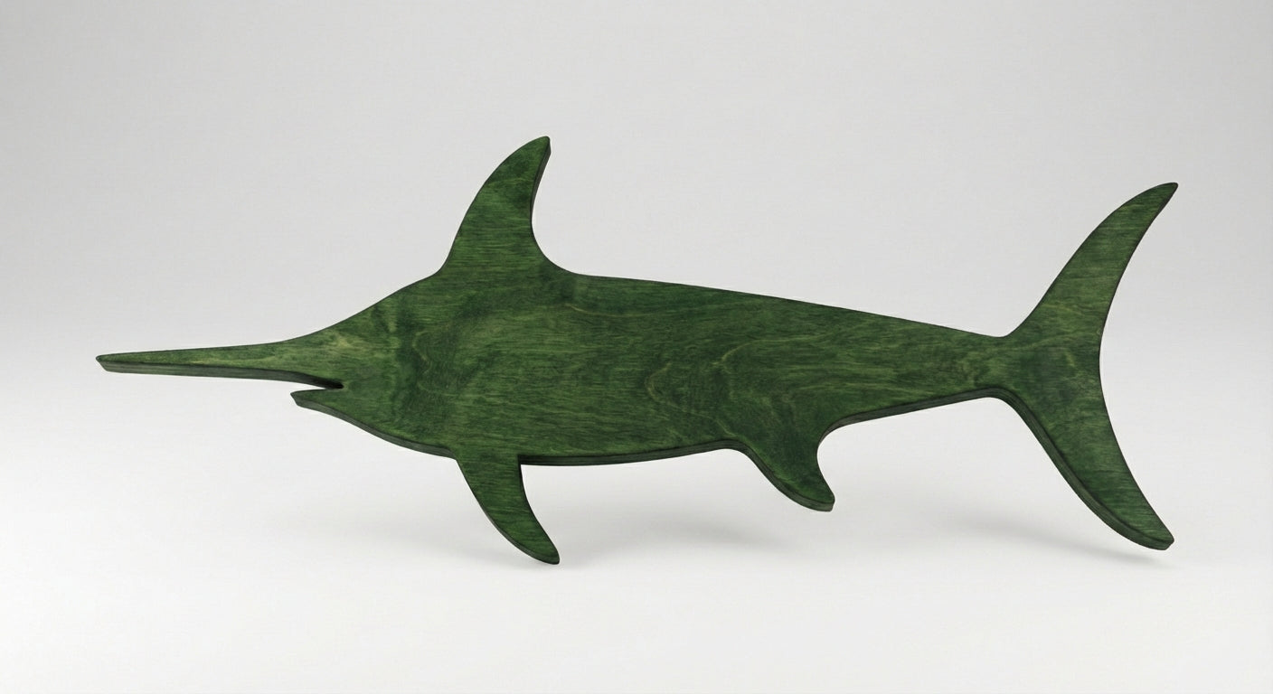 Abstract Swordfish Wood Wall Art - Freeform (Fern)