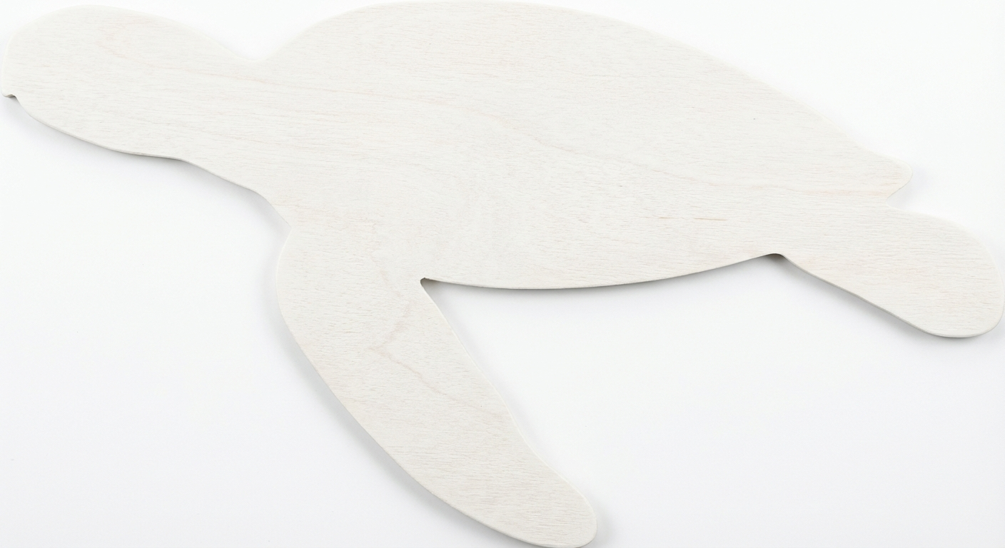 Coastal Turtle Carved Wood Wall Art - Freeform (Cotton White)