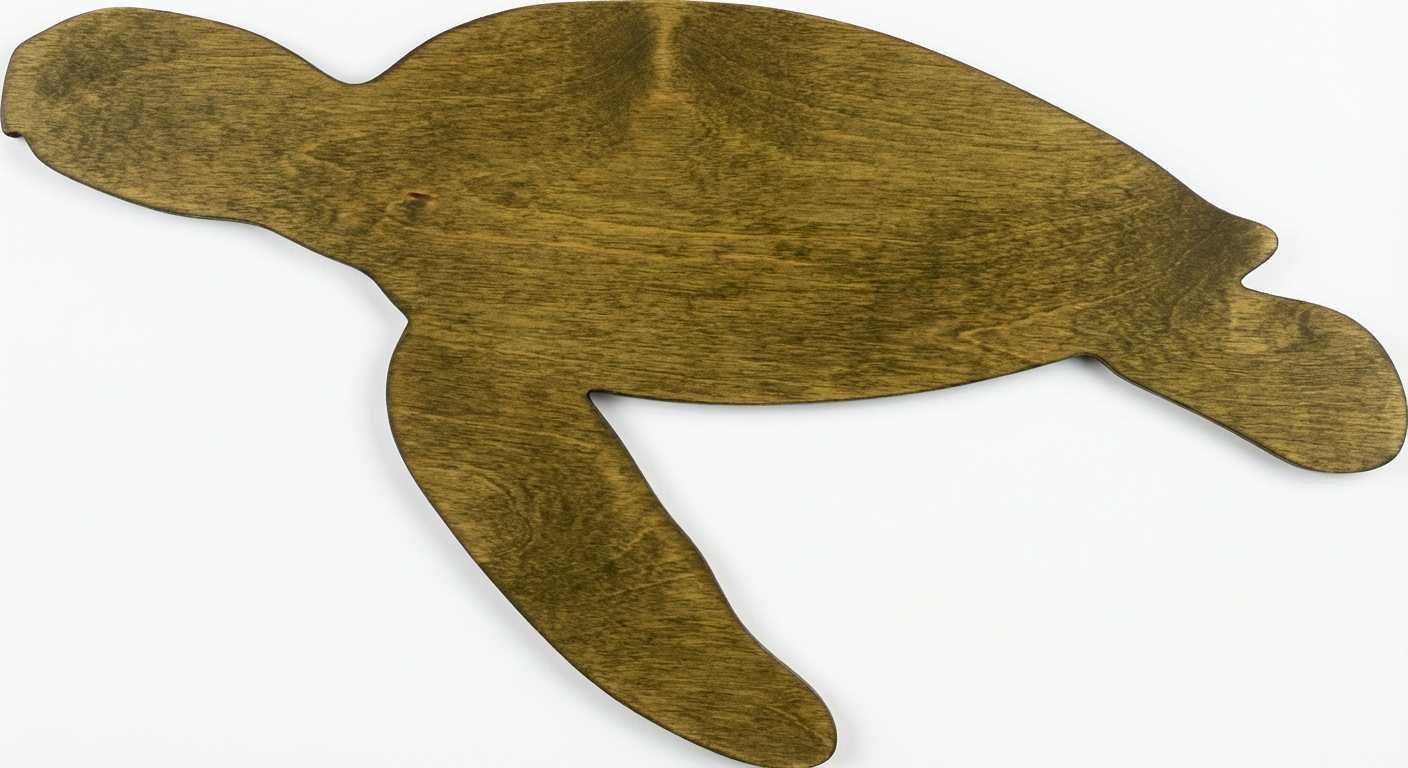 Coastal Turtle Carved Wood Wall Art - Freeform (Fern)