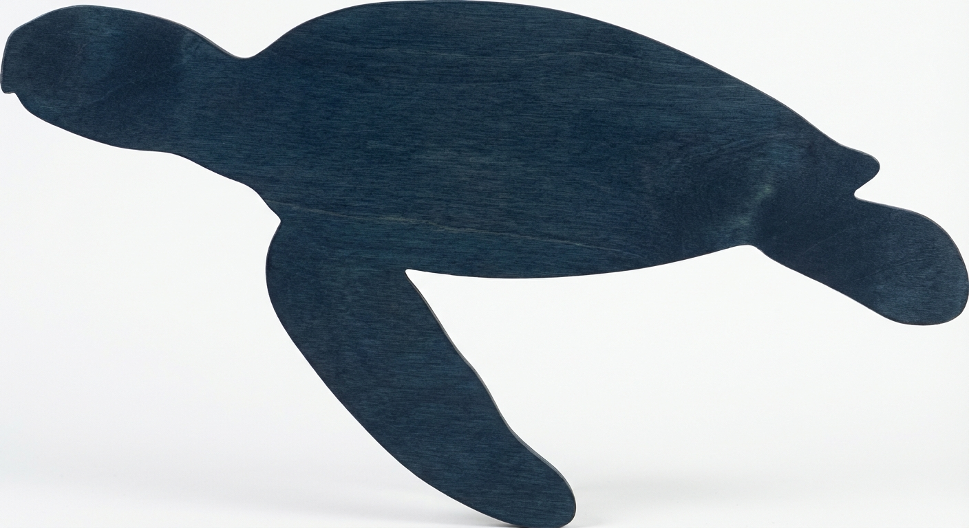 Coastal Turtle Carved Wood Wall Art - Freeform (Midnight Sky)