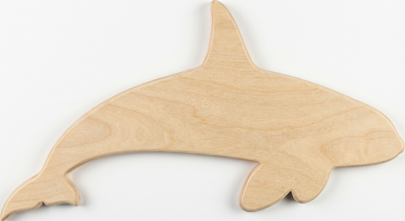 Orca Carved Wood Wall Art - Freeform (Natural)