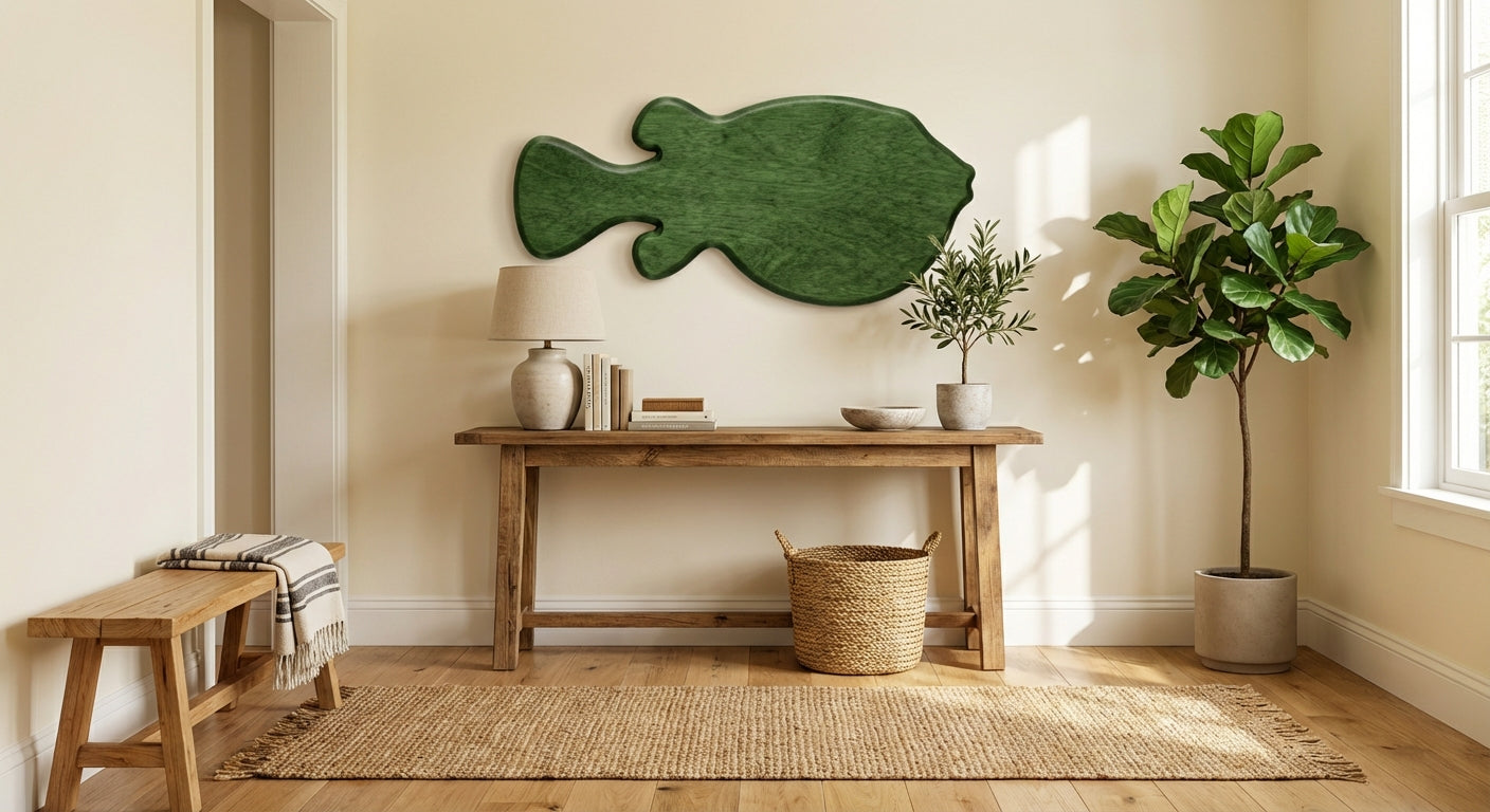 Verdant Depths Carved Wood Wall Art Panel