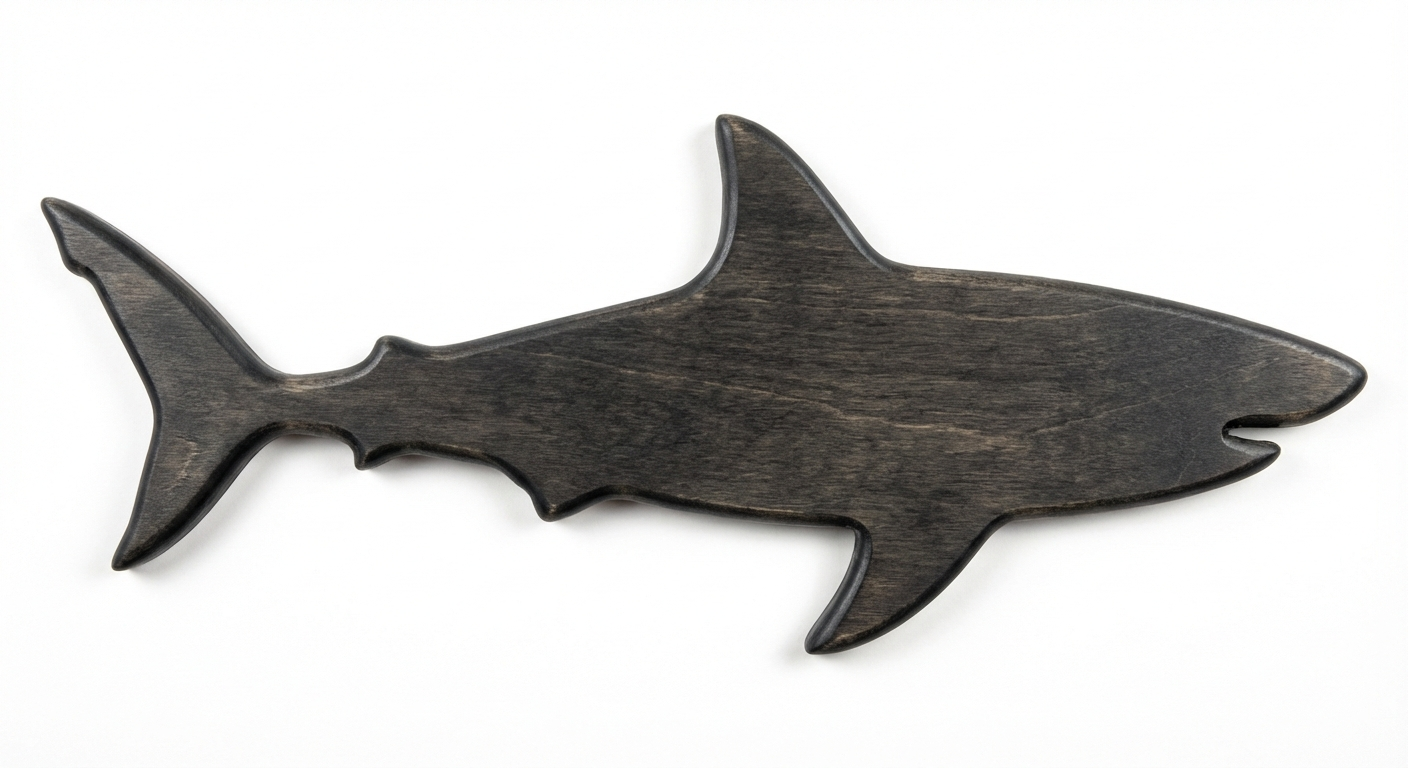 Ocean Predator Wood Wall Art - Freeform (Charcoal)