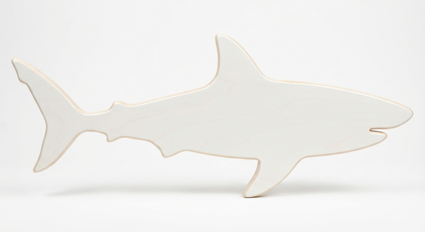 Ocean Predator Wood Wall Art - Freeform (Cotton White)