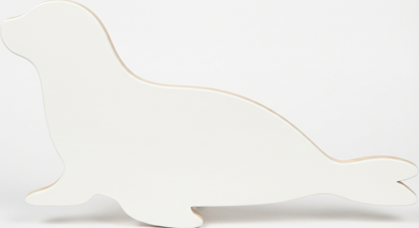 Coastal Seal Wood Wall Art Panel - Freeform (Cotton White)