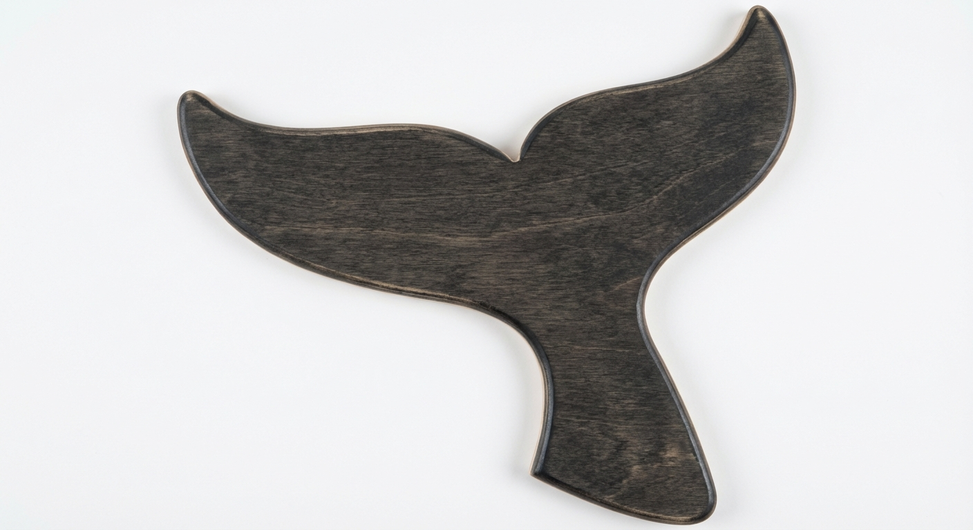 Whale Tail Carved Wood Wall Art - Freeform (Charcoal)