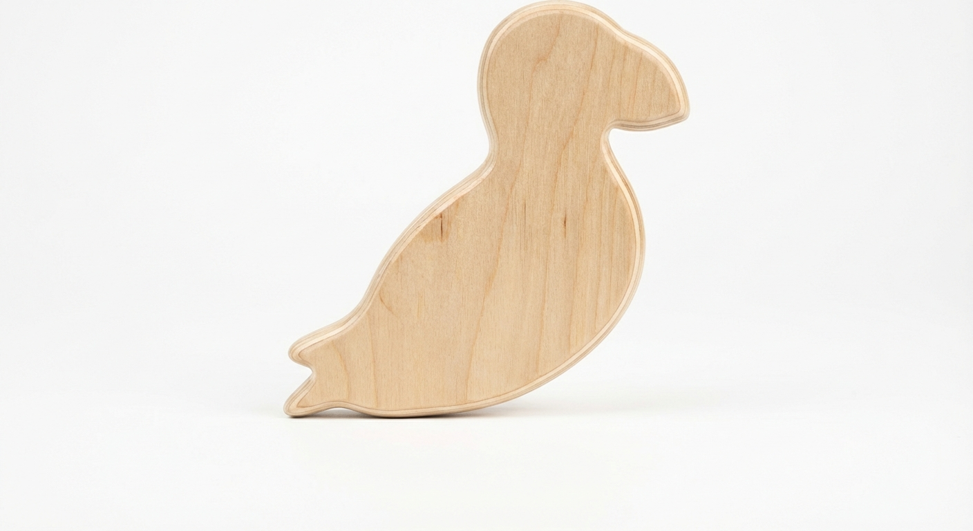 Abstract Avian Carved Wood Wall Art Panel - Freeform (Natural)