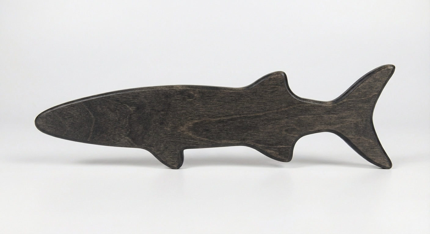 Coastal Shark Carved Wood Wall Art - Freeform (Charcoal)