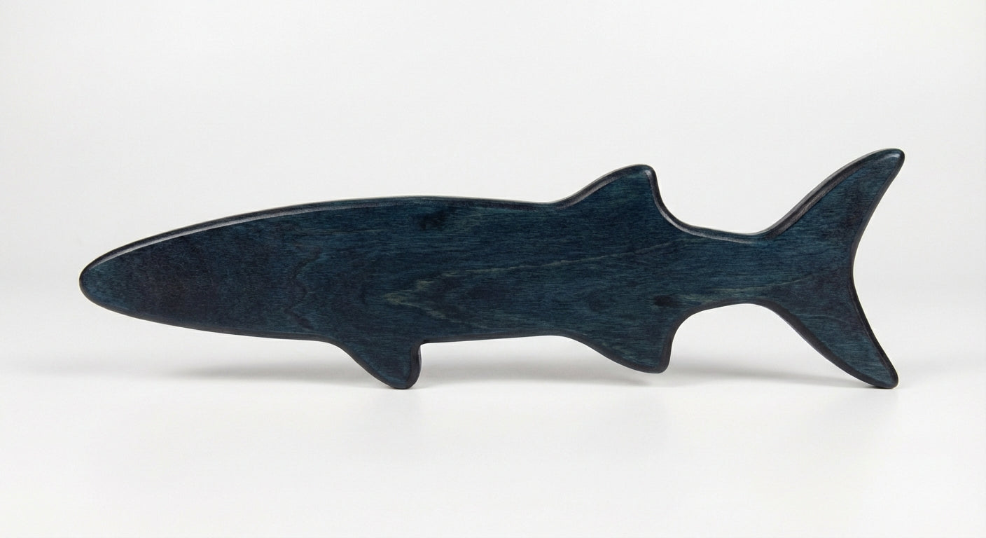 Coastal Shark Carved Wood Wall Art - Freeform (Midnight Sky)