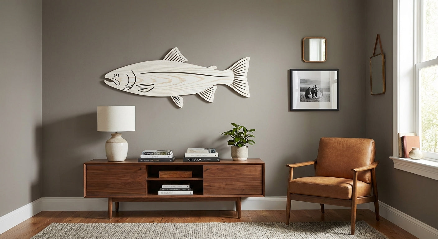 Coastal Currents Carved Wood Wall Art - Freeform in Office (Cotton White)
