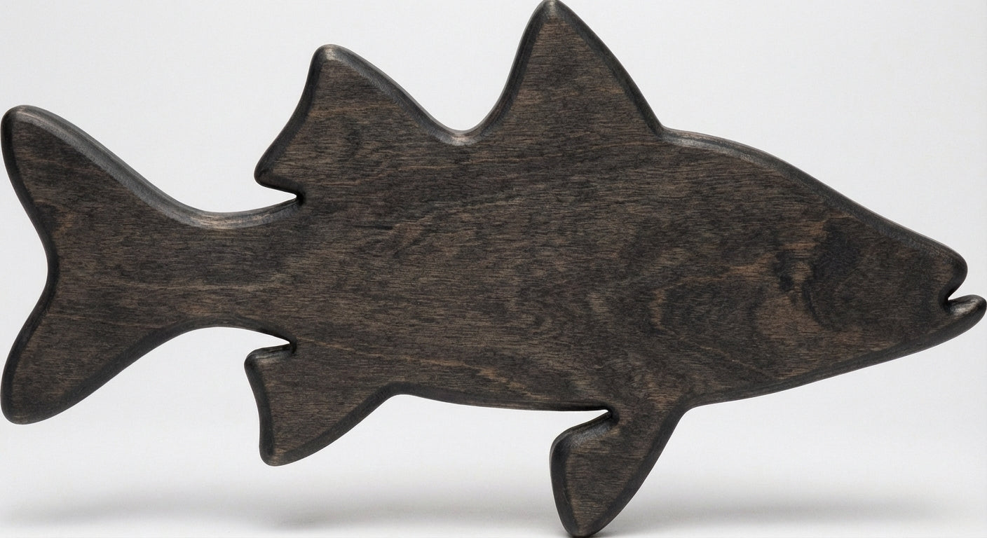 Abstract Fish Wood Wall Art - Freeform (Charcoal)