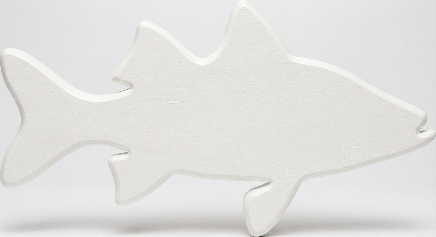 Abstract Fish Wood Wall Art - Freeform (Cotton White)