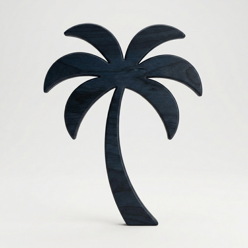 Palm Tree Carved Wood Wall Art Panel - Freeform (Midnight Sky)