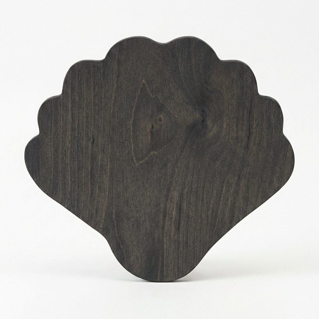 Scallop Shell Wood Wall Art Carved Wood Wall Art Panel - Freeform (Charcoal)