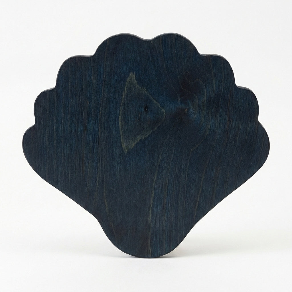 Scallop Shell Wood Wall Art Carved Wood Wall Art Panel - Freeform (Midnight Sky)
