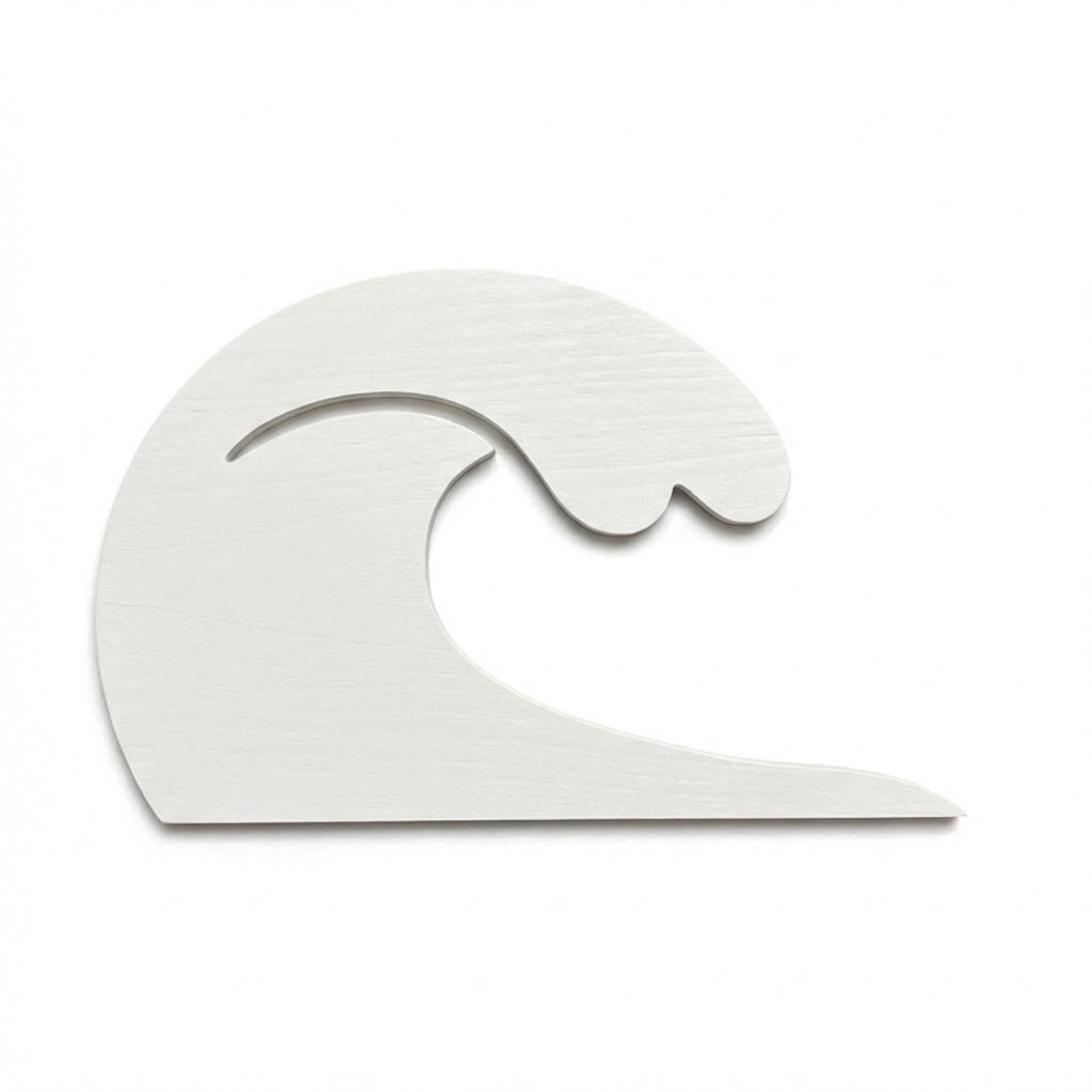 Ocean Wave Wood Wall Art Carved Wood Wall Art Panel - Freeform (Cotton White)