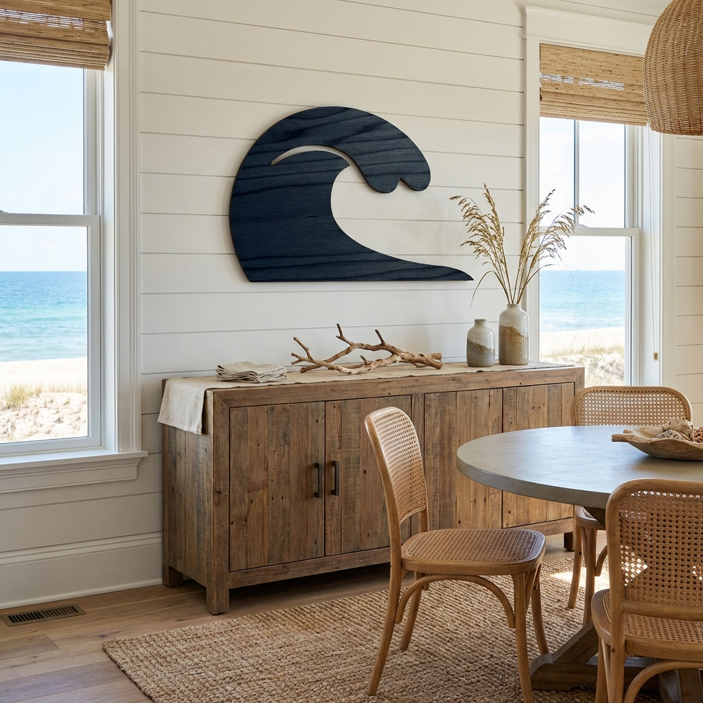 Ocean Wave Wood Wall Art Carved Wood Wall Art Panel
