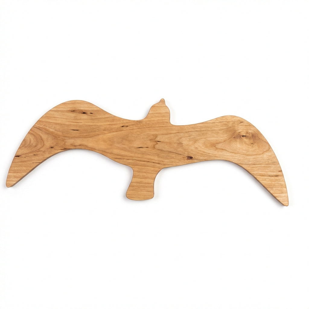 Seagull Wood Wall Art Carved Wood Wall Art Panel - Freeform (Natural)