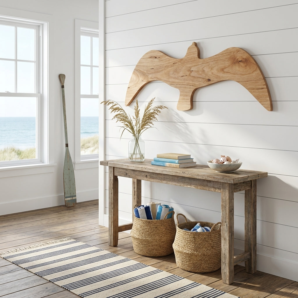 Seagull Wood Wall Art Carved Wood Wall Art Panel
