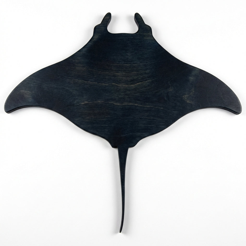 Manta Ray Wood Wall Art Carved Wood Wall Art Panel - Freeform (Midnight Sky)
