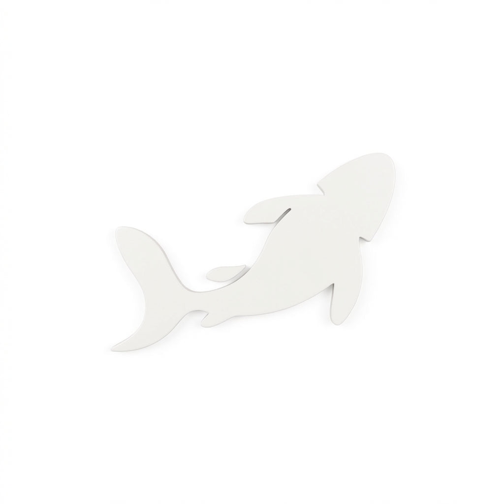 Koi Fish Wood Wall Art Carved Wood Wall Art Panel - Freeform (Cotton White)