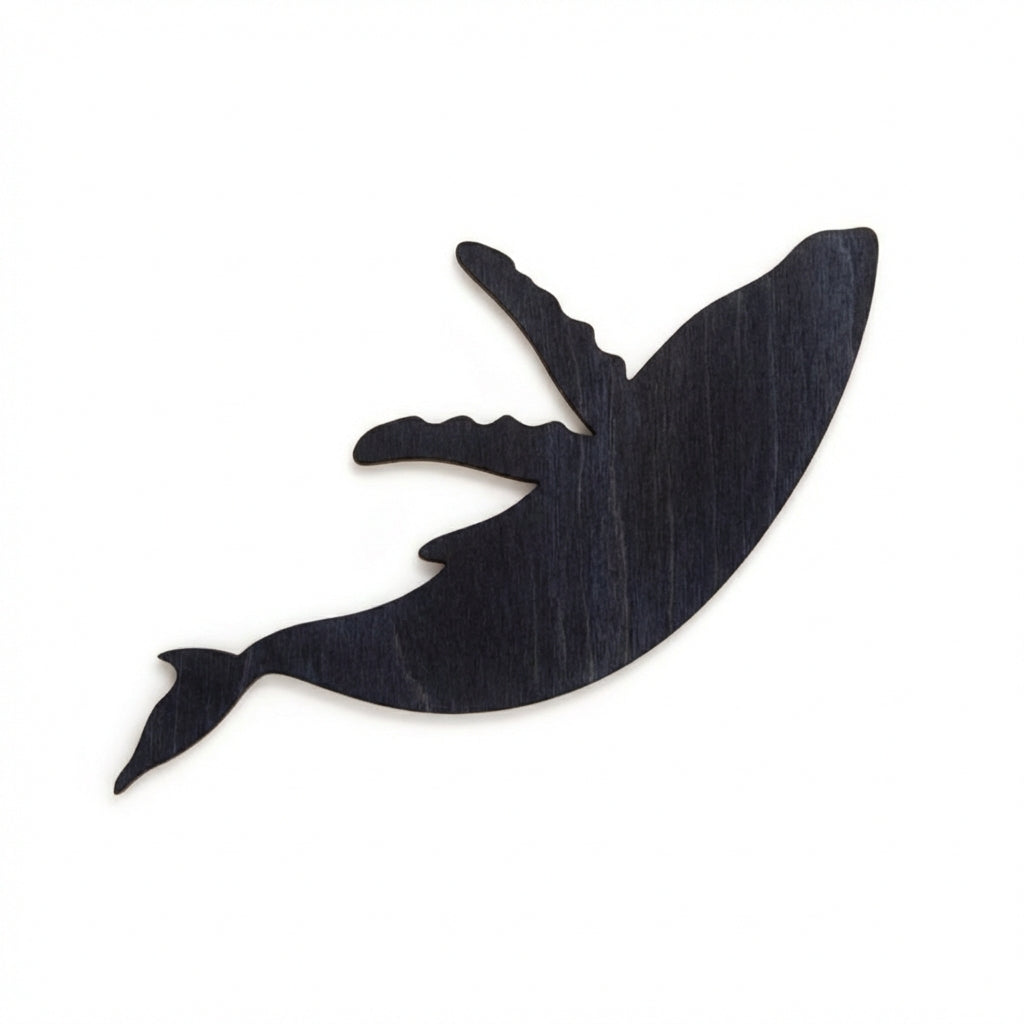 Humpback Whale Wood Wall Art Carved Wood Wall Art Panel - Freeform (Midnight Sky)