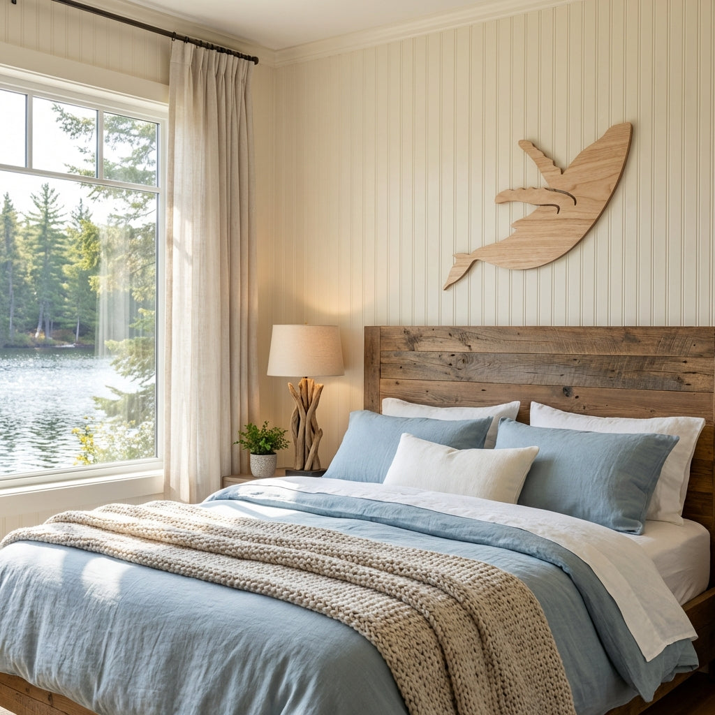 Humpback Whale Wood Wall Art Carved Wood Wall Art Panel - Freeform in Lake House Bedroom (Natural)