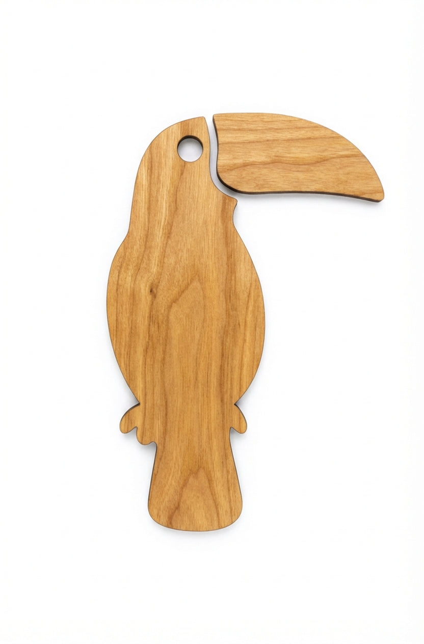 Toucan Wood Wall Art Carved Wood Wall Art Panel - Freeform (Natural)