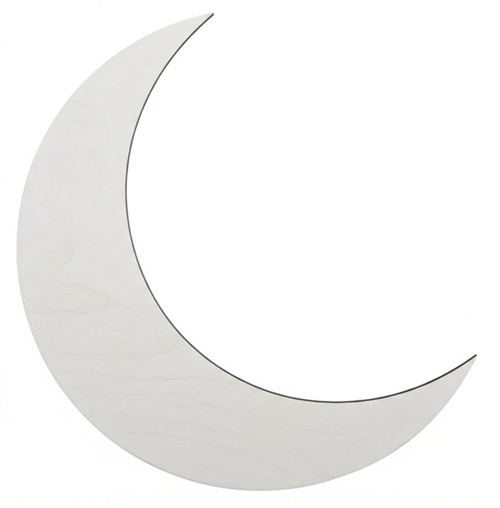 Crescent Moon Wood Wall Art Carved Wood Wall Art Panel - Freeform (Cotton White)